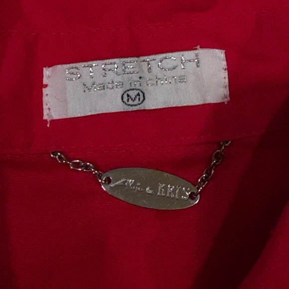 Women's Red Ruffled Button-Up Top - Picture 2 of 4